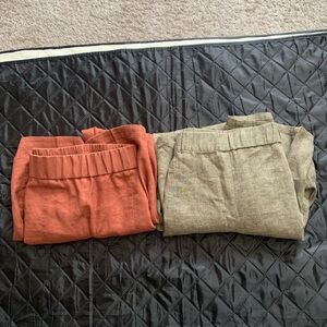 Lot of 2 Eileen Fisher 100% Organic Linen Cropped Pants